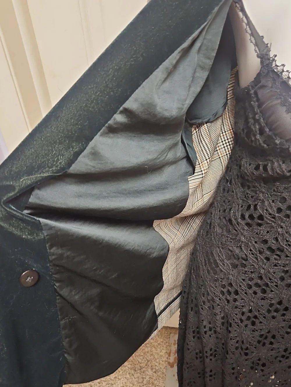 Free People Fall Autumn Plaid Shawl Collar Blazer with Black Trim